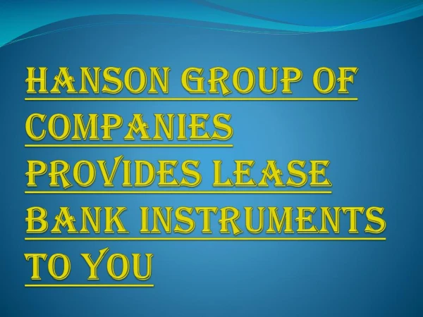 Easy Way to Lease Bank Instruments From the Bank