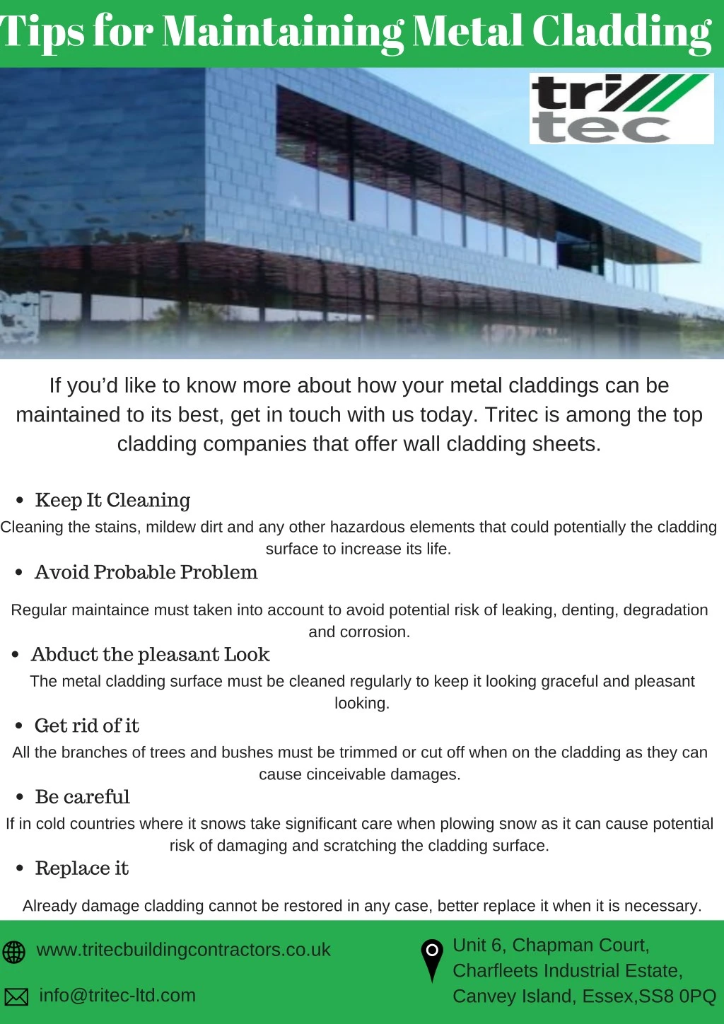 tips for maintaining metal cladding
