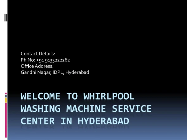 whirlpool Washing Machine Service center in hyderabad