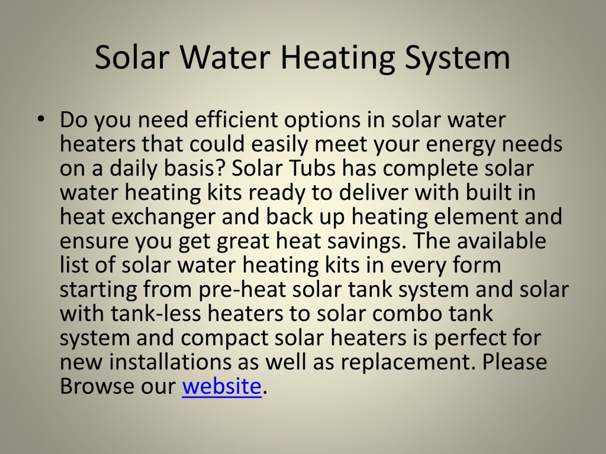 PPT - Best Solar Water Heating System PowerPoint Presentation, free ...