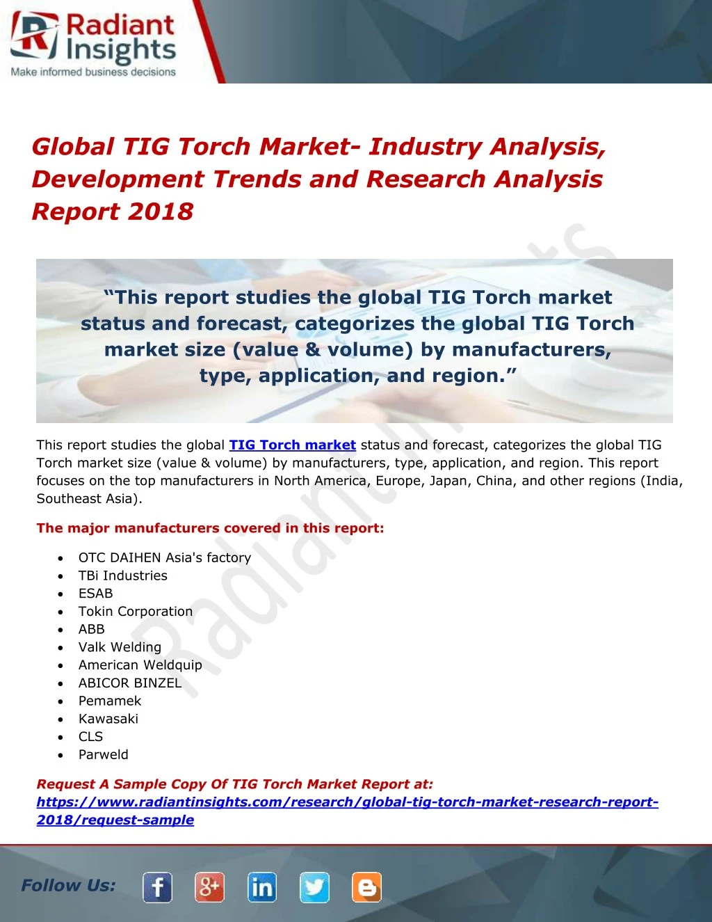 global tig torch market industry analysis