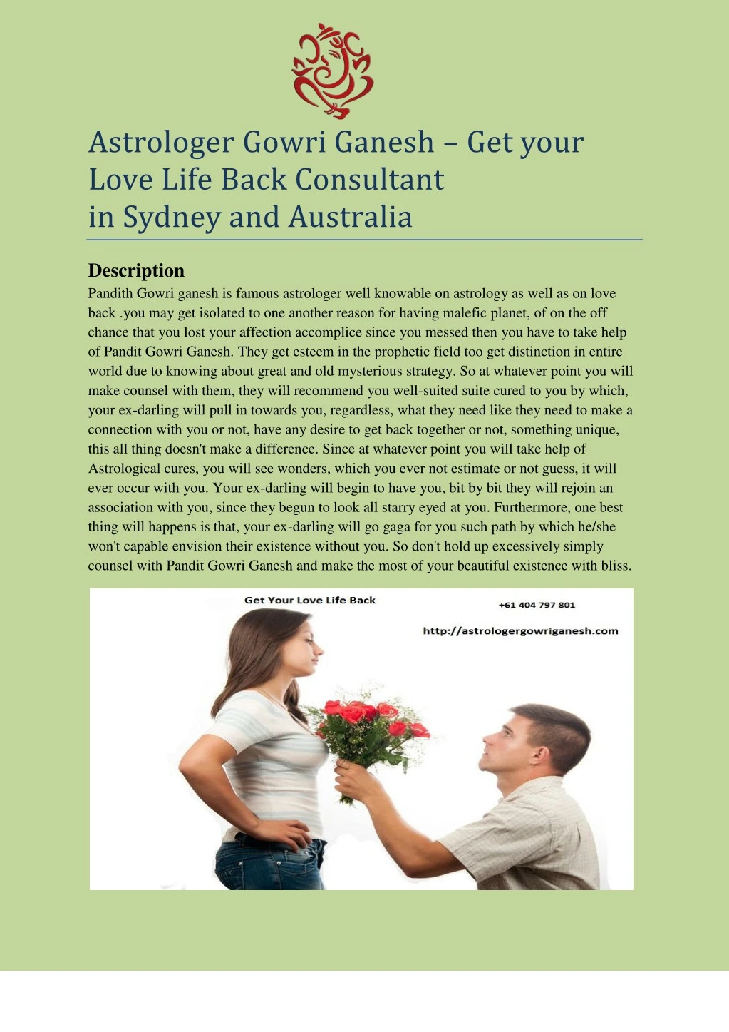 astrologer gowri ganesh get your love life back