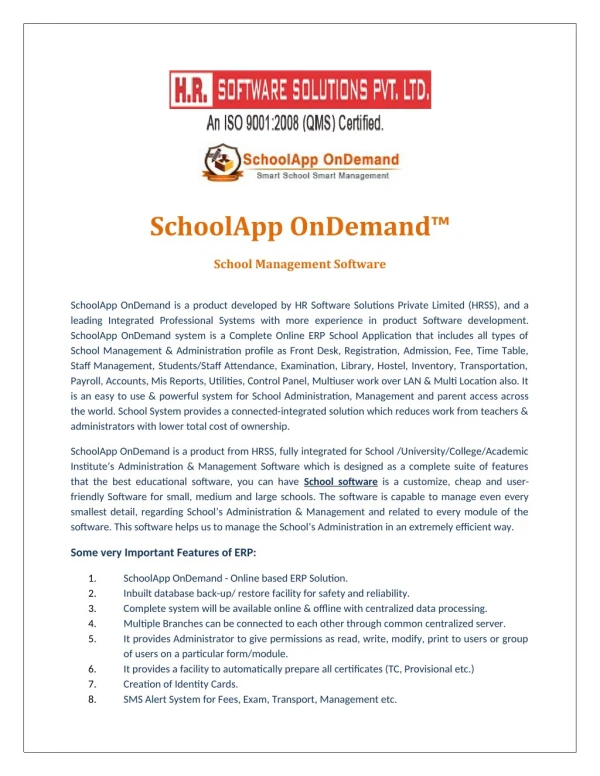 SchoolApp OnDemand - School Management Software