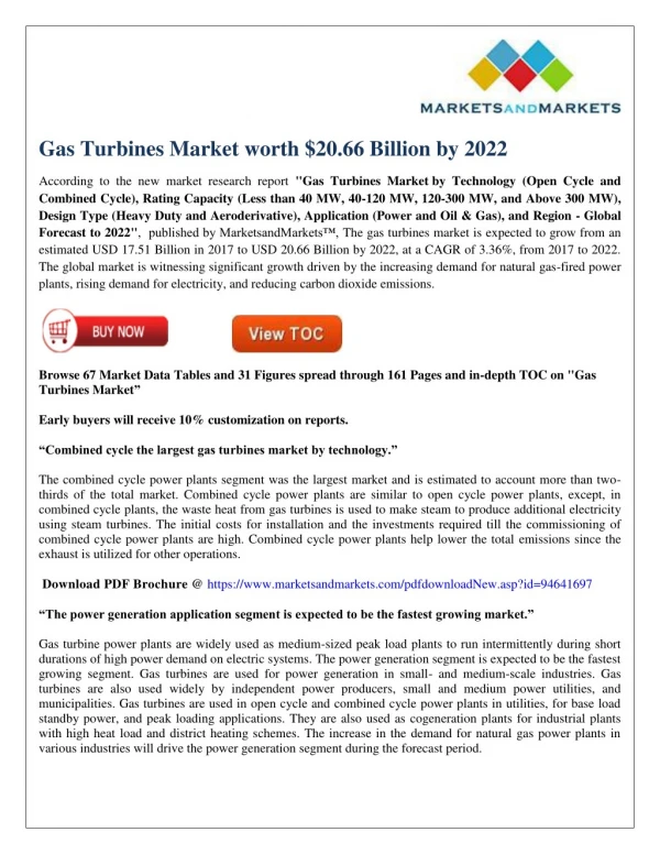 Gas Turbines Market worth $20.66 Billion by 2022