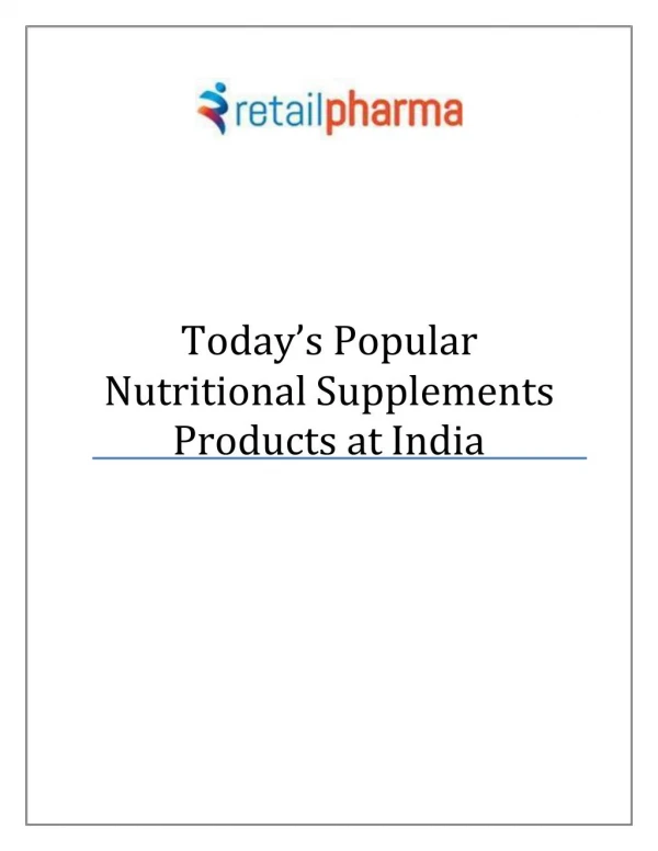 Today's Popular Nutritional Supplements Products at India