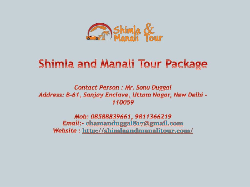 sh imla and manali tour package