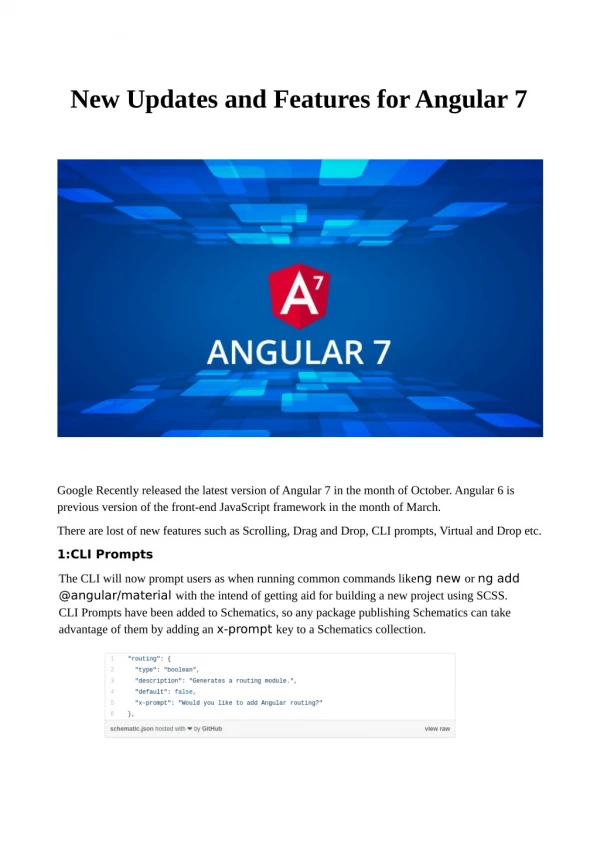 New Updates and Features for Angular 7