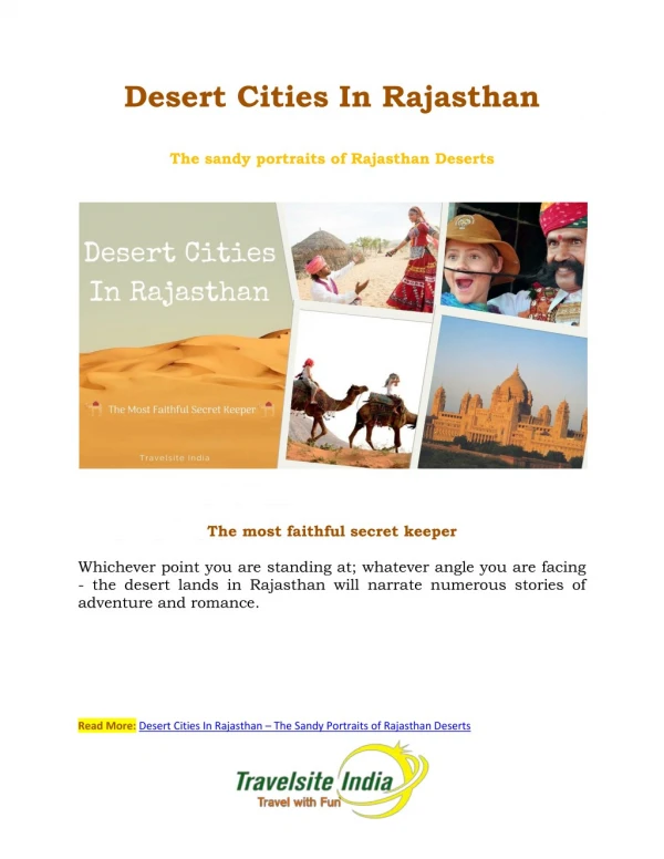 Desert Cities In Rajasthan | 6 Rajasthan Cities of Desert