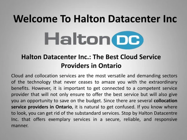 Collocation service providers in Ontario - Haltondc.com