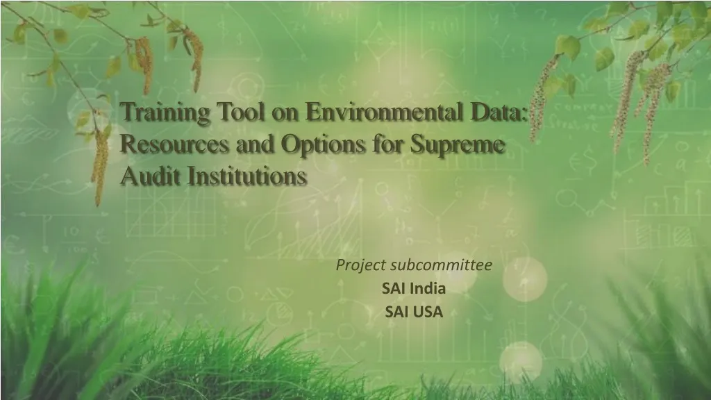 training tool on environmental data resources and options for supreme audit institutions
