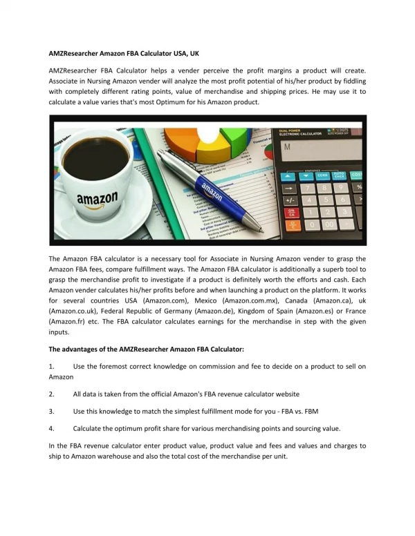 AMZResearcher Amazon FBA Calculator USA, UK