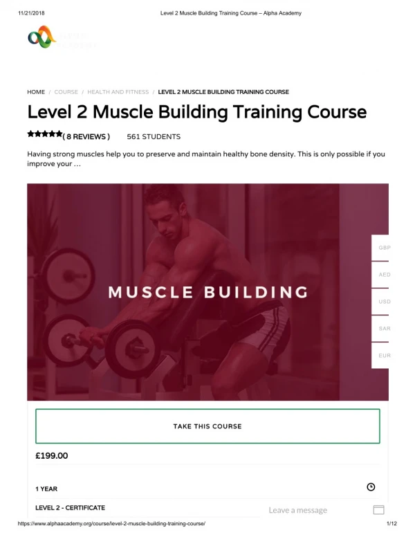 Level 2 Muscle Building Training Course - Alpha Academy