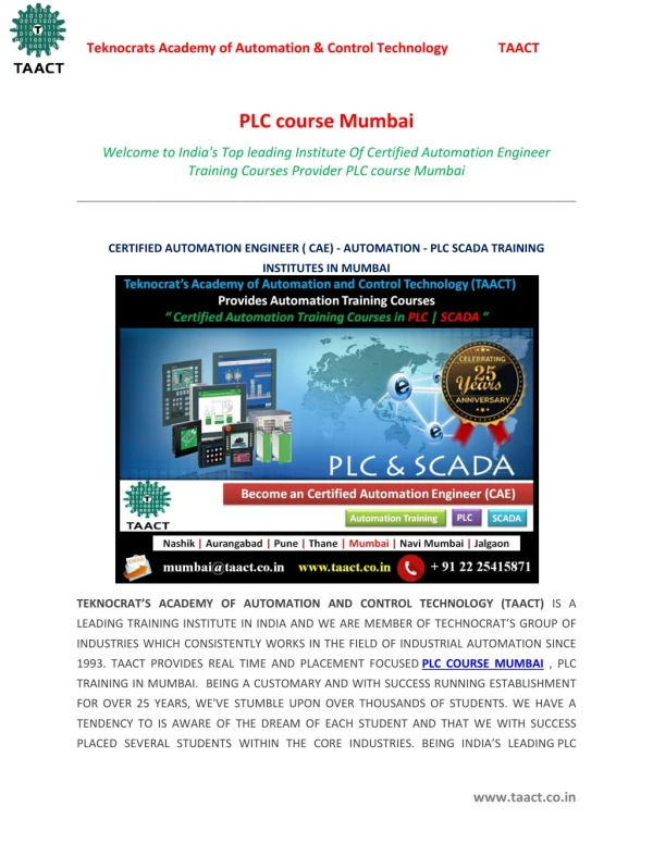 PLC course Mumbai