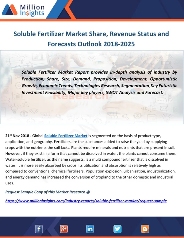 Soluble Fertilizer Market Share, Revenue Status and Forecasts Outlook 2018-2025