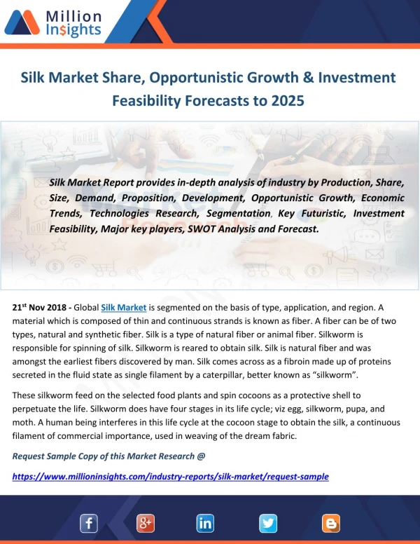 Silk Market Share, Opportunistic Growth & Investment Feasibility Forecasts to 2025