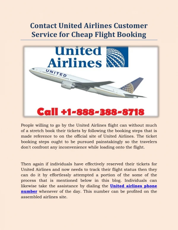 Contact United Airlines Customer Service for Cheap Flight Booking