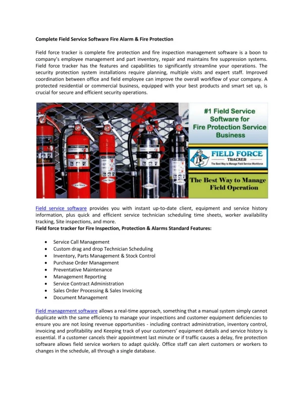 Complete Field Service Software Fire Alarm & Fire Protection