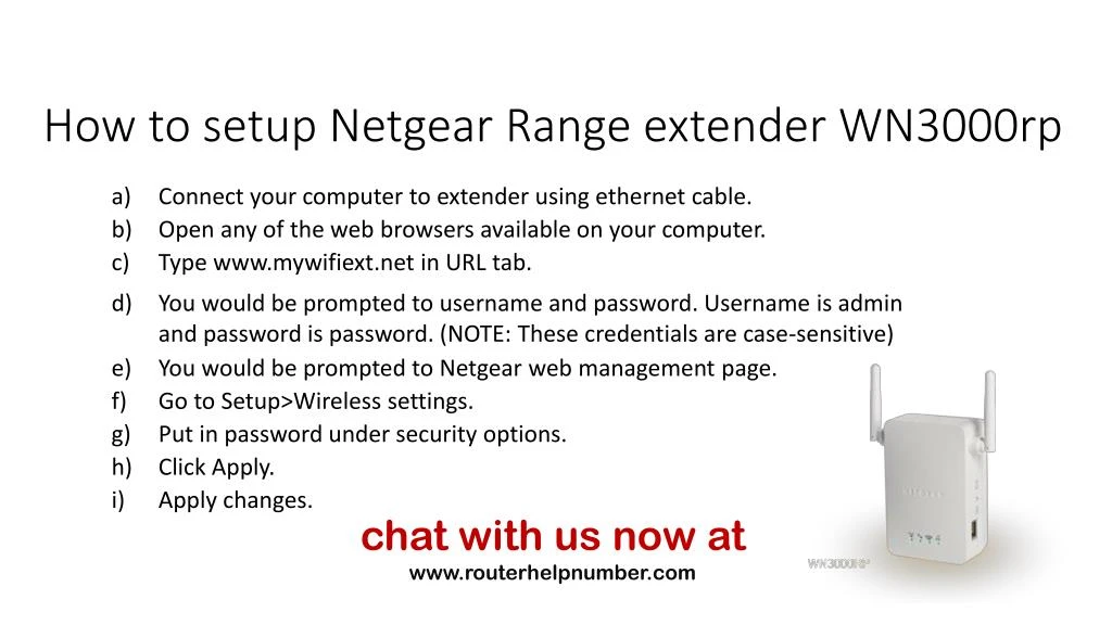 how to setup netgear range extender wn3000rp