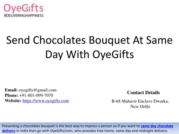 Send Chocolates Bouquet At Same Day With OyeGifts