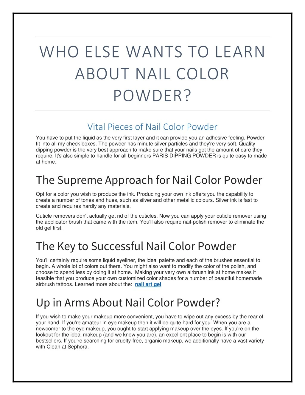 who else wants to learn about nail color powder