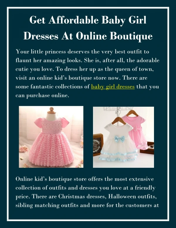 Get Affordable Baby Girl Dresses At Online Boutique