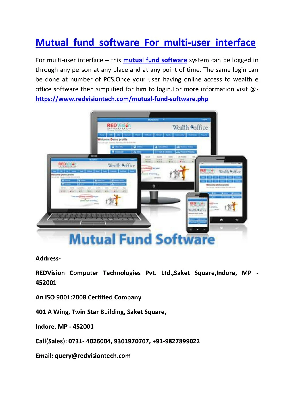 mutual fund software for multi user interface