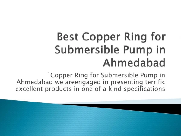 Copper Ring for Submersible Pump in Ahmedabad