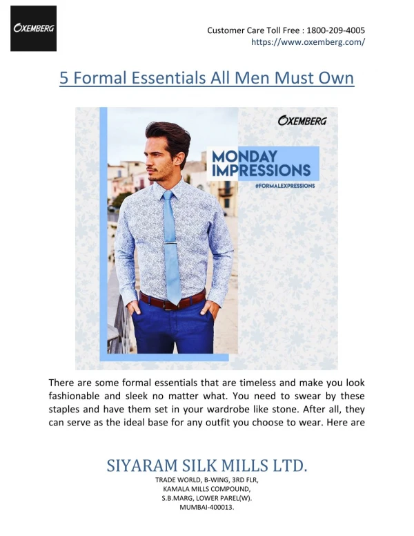 5 Formal Essentials All Men Must Own