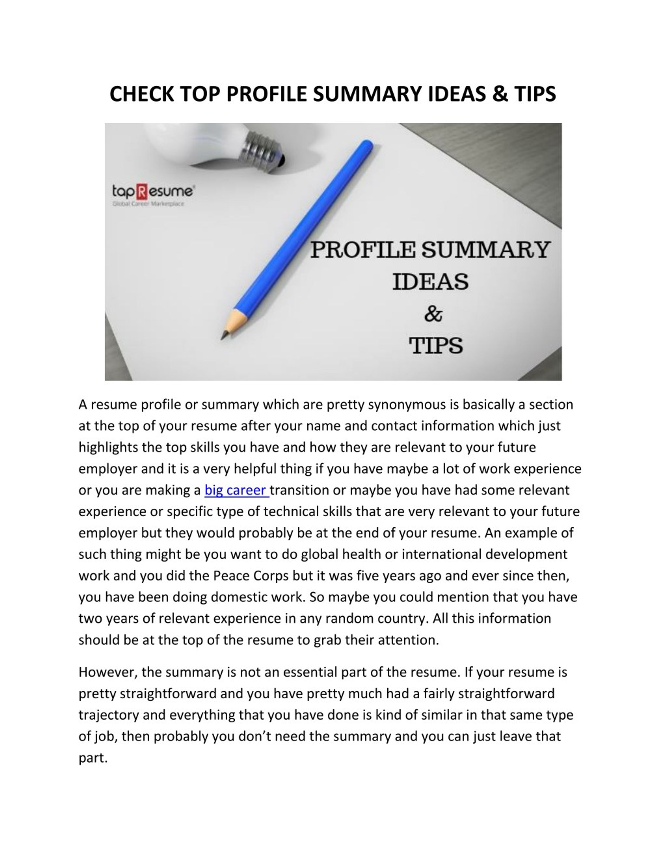 PPT - CHECK TOP PROFILE SUMMARY IDEAS & TIPS PowerPoint Presentation ...
