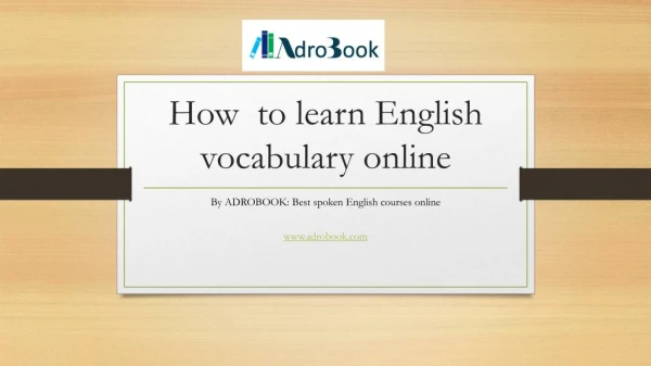 How learn english vocabulary online