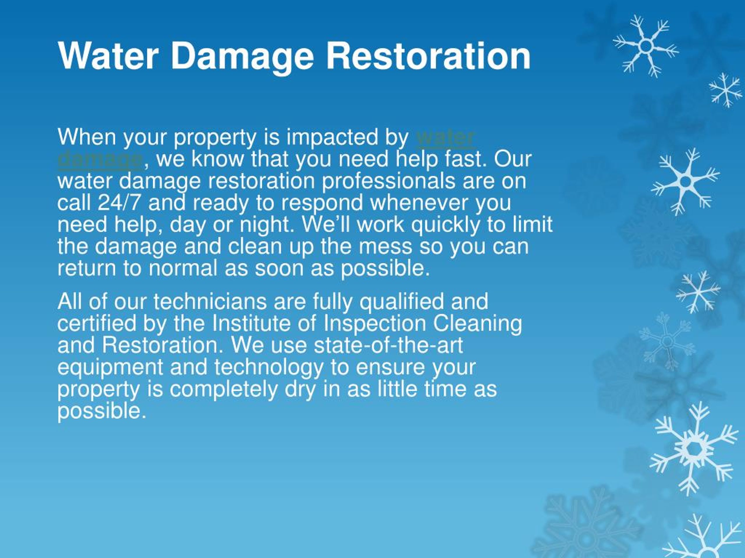 PPT - Water Damage Restoration PowerPoint Presentation, free download ...