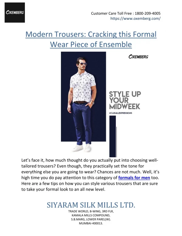 Modern Trousers: Cracking this Formal Wear Piece of Ensemble