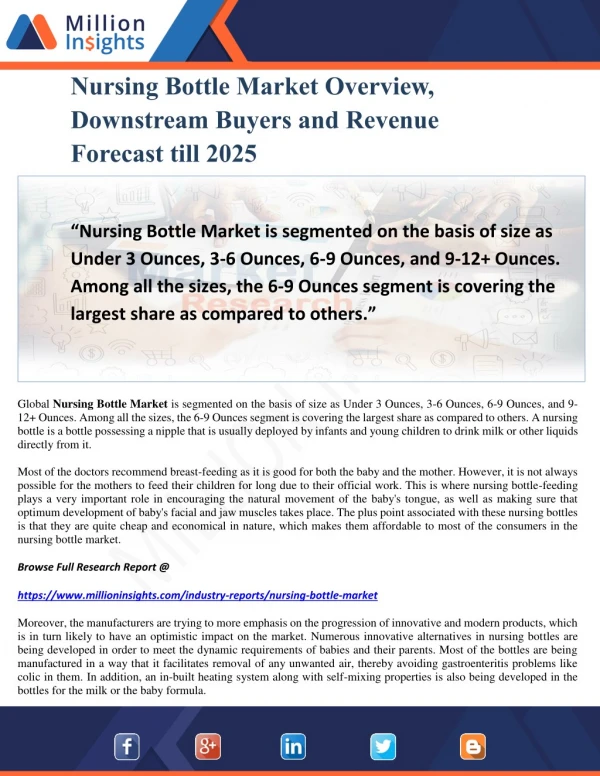 Nursing Bottle Market Overview, Downstream Buyers and Revenue Forecast till 2025