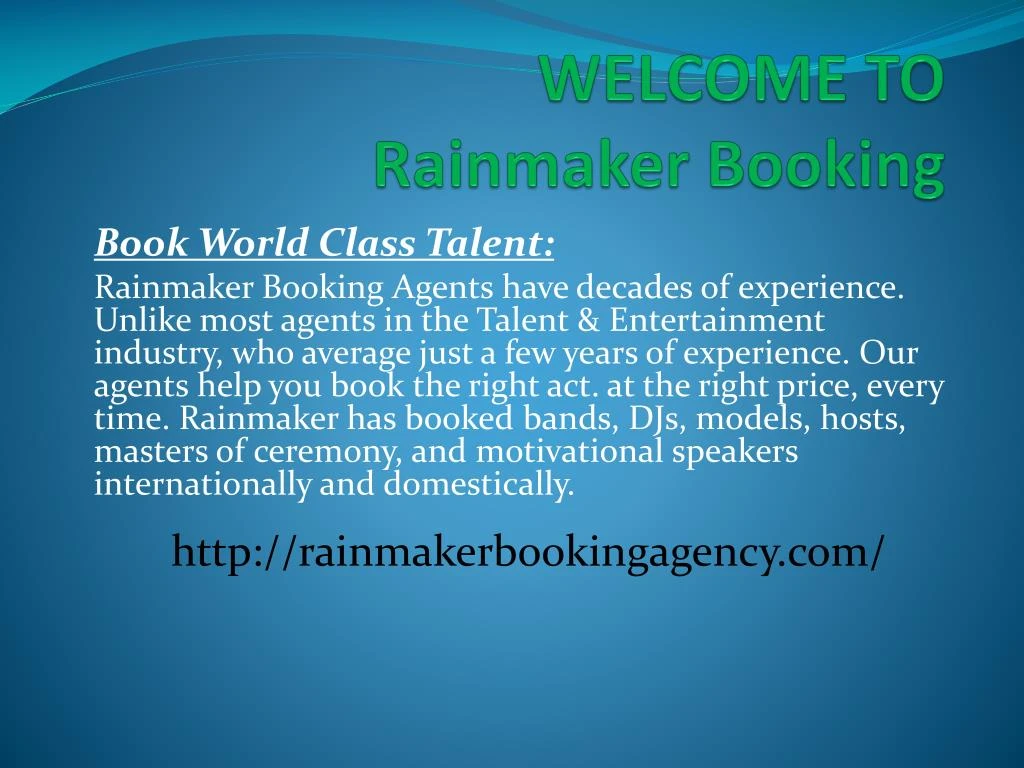welcome to rainmaker booking