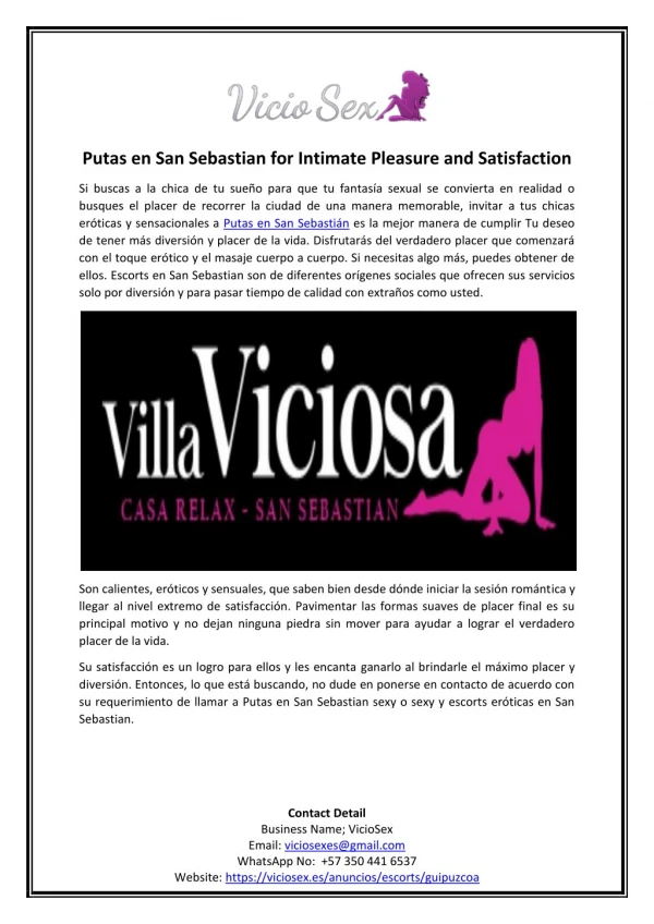 Putas en San Sebastian for Intimate Pleasure and Satisfaction