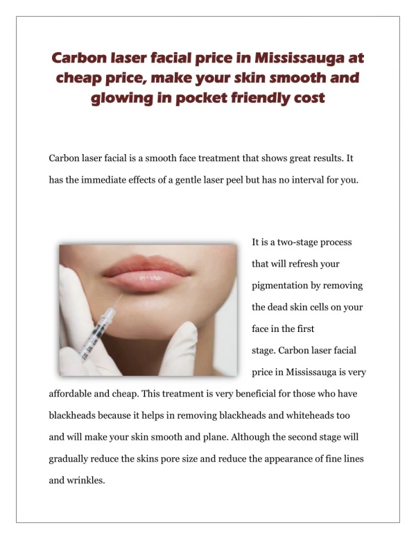 Carbon laser facial price in mississauga at cheap price