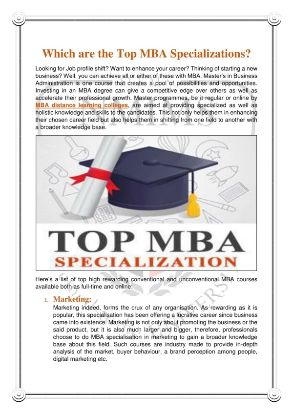 Which are the Top MBA Specializations?