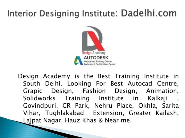 Best Interior Designing Institute in Delhi
