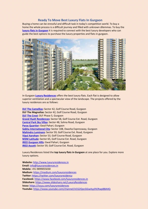 Ultra Luxury Flats In Gurgaon | Luxury Residences