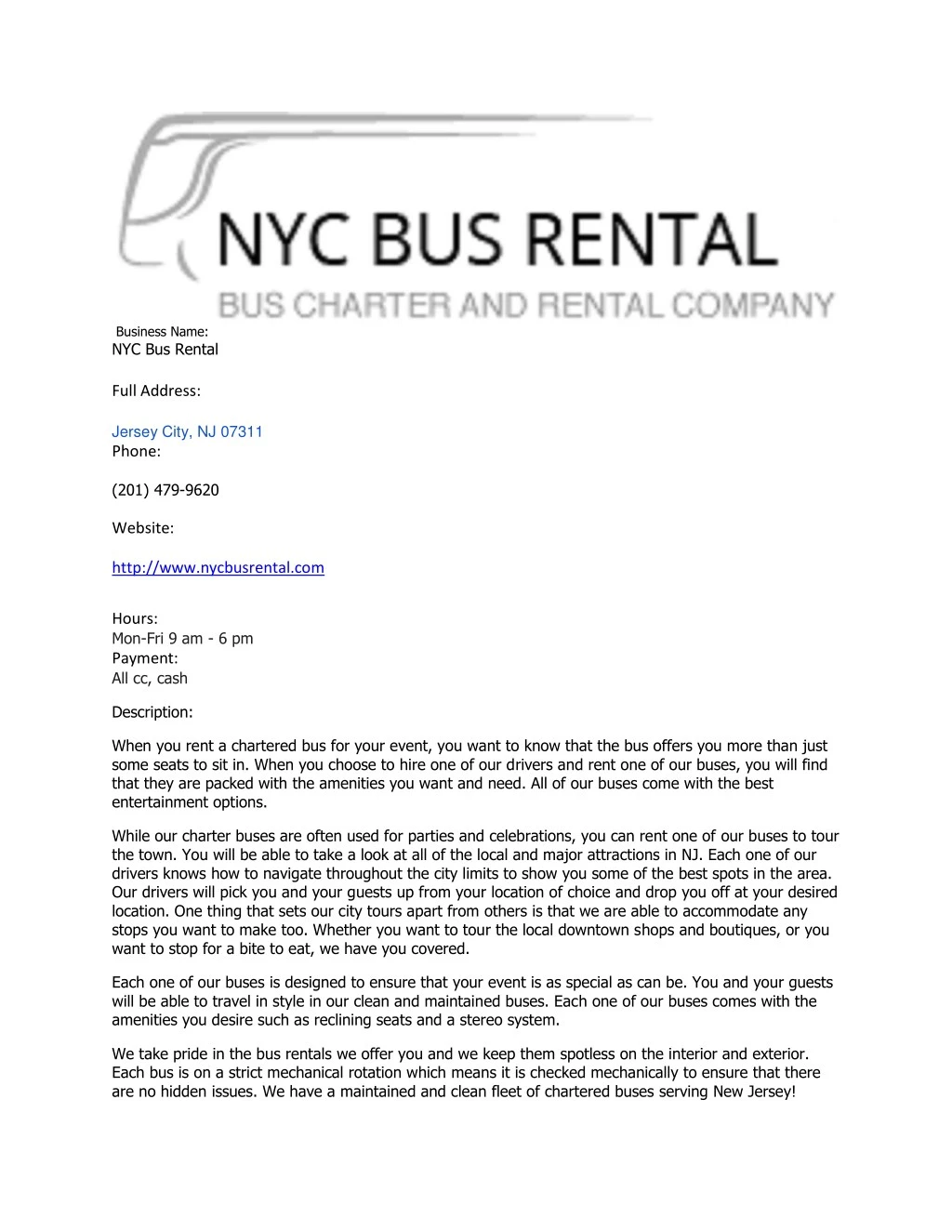 business name nyc bus rental