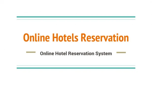Online Hotels Reservation