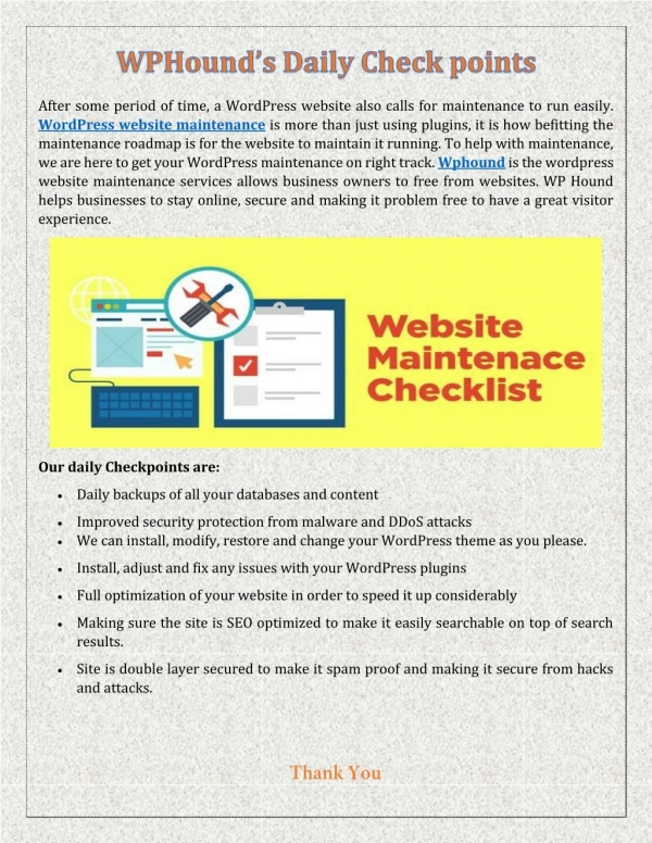 WPHound’s Daily Check points