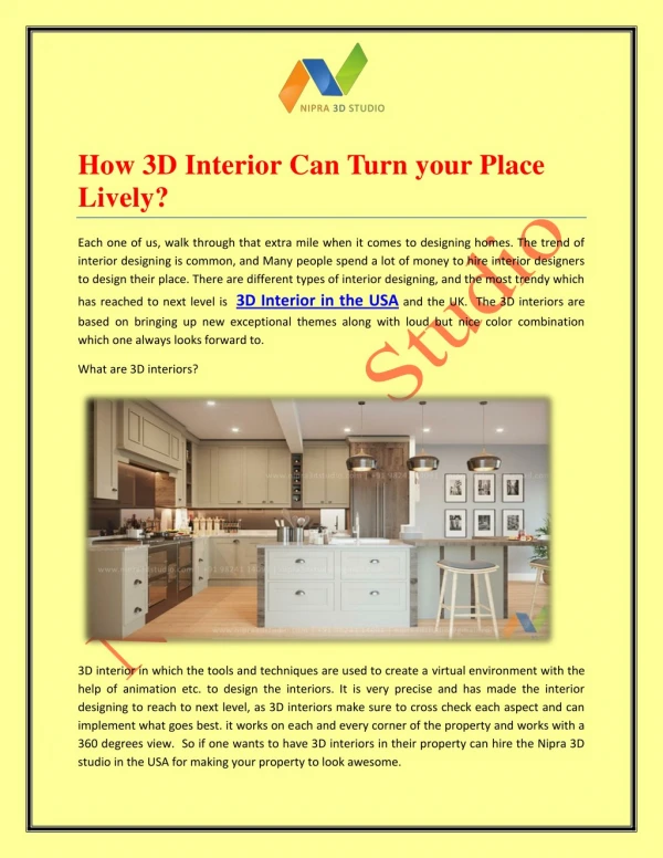 How 3D Interior Can Turn your Place Lively