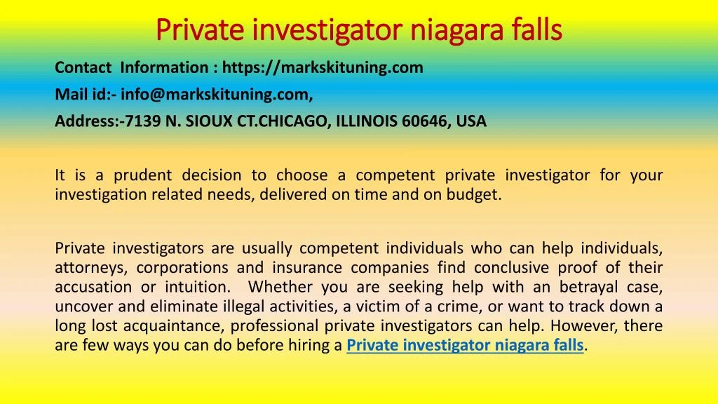 private investigator niagara falls