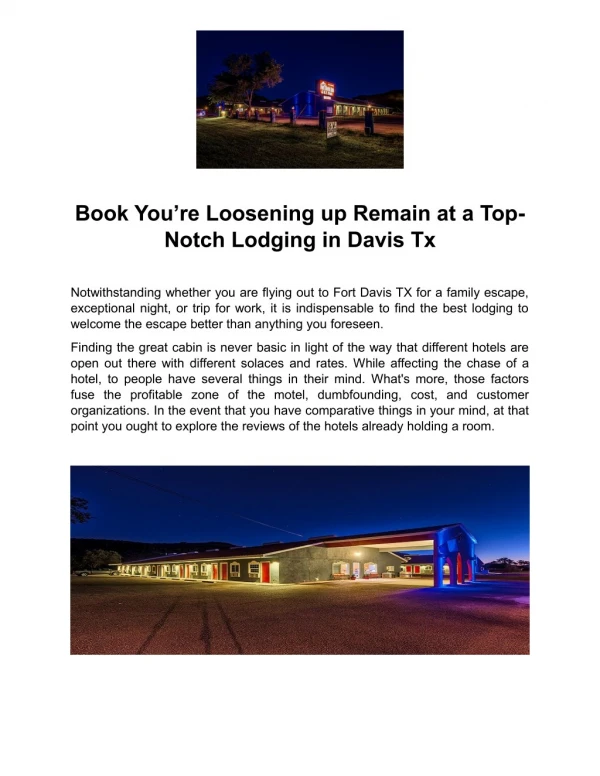 Book Best Hotel in Fort Davis TX