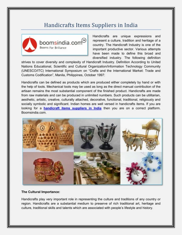 Handicrafts Items Suppliers in India