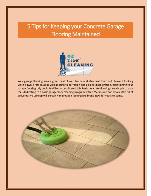 5 Tips for Keeping your Concrete Garage Flooring Maintained