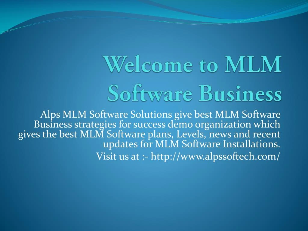 welcome to mlm software business