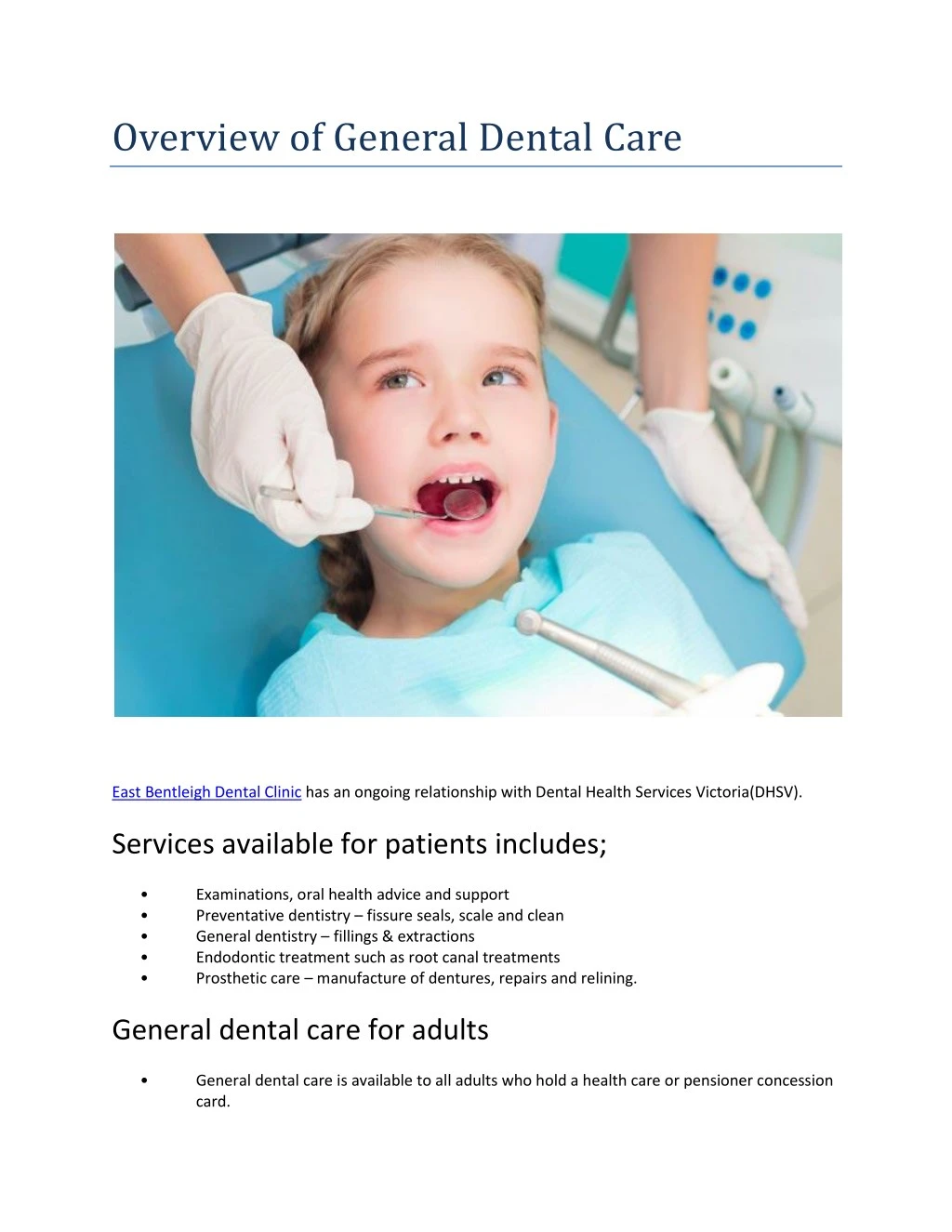 overview of general dental care