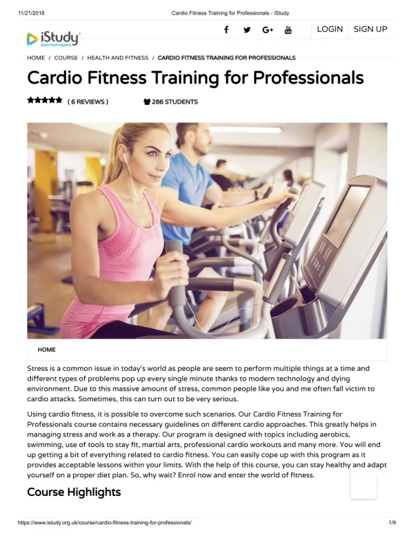 Cardio Fitness Training for Professionals - istudy